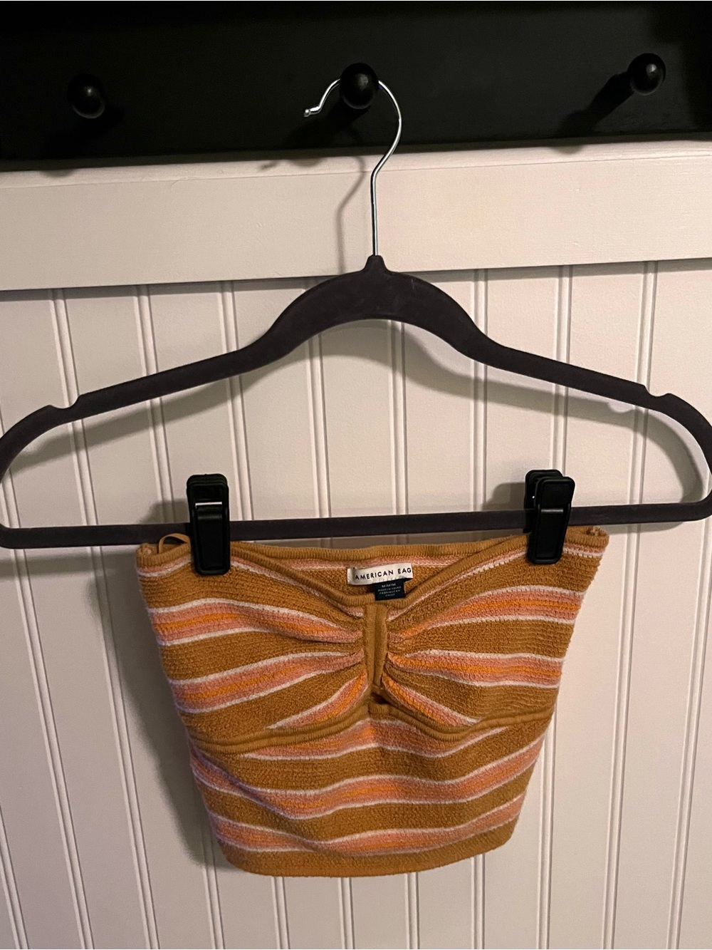 American Eagle Outfitters Striped Mustard & Pink Knit Tube Top